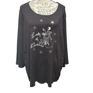 NICOLE MILLER Black Lady of Leisure 3 /4  Sleeve Plus 2X Embellished Whimsigoth